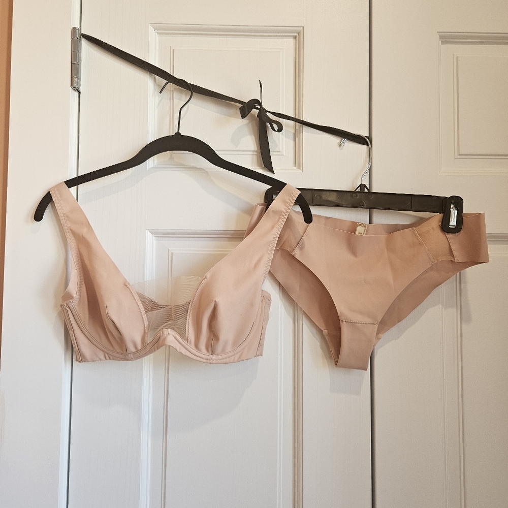 Myla Bra + Brief Set Tan No Pantyline Size 34C, M- Great Condition